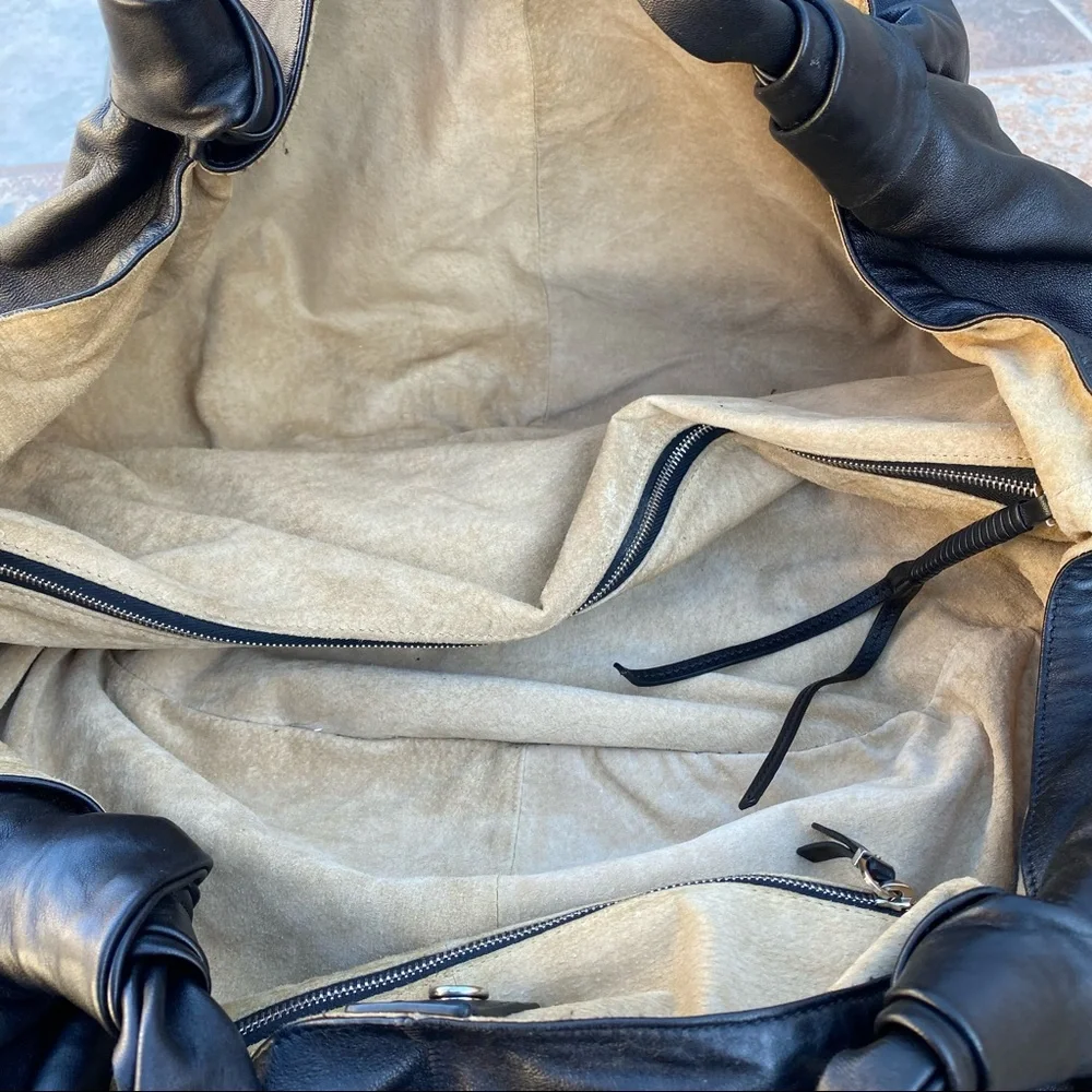 The Row Black Leather Slouchy Shoulder Bag - Picture 12 of 13